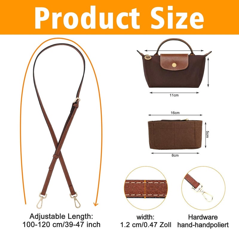 BBKON 2Sets Shoulder Strap for Longchamp Bag Women, Purse Organizer, No-Punch Length Adjustable Leather Replacement Strap - Image 4
